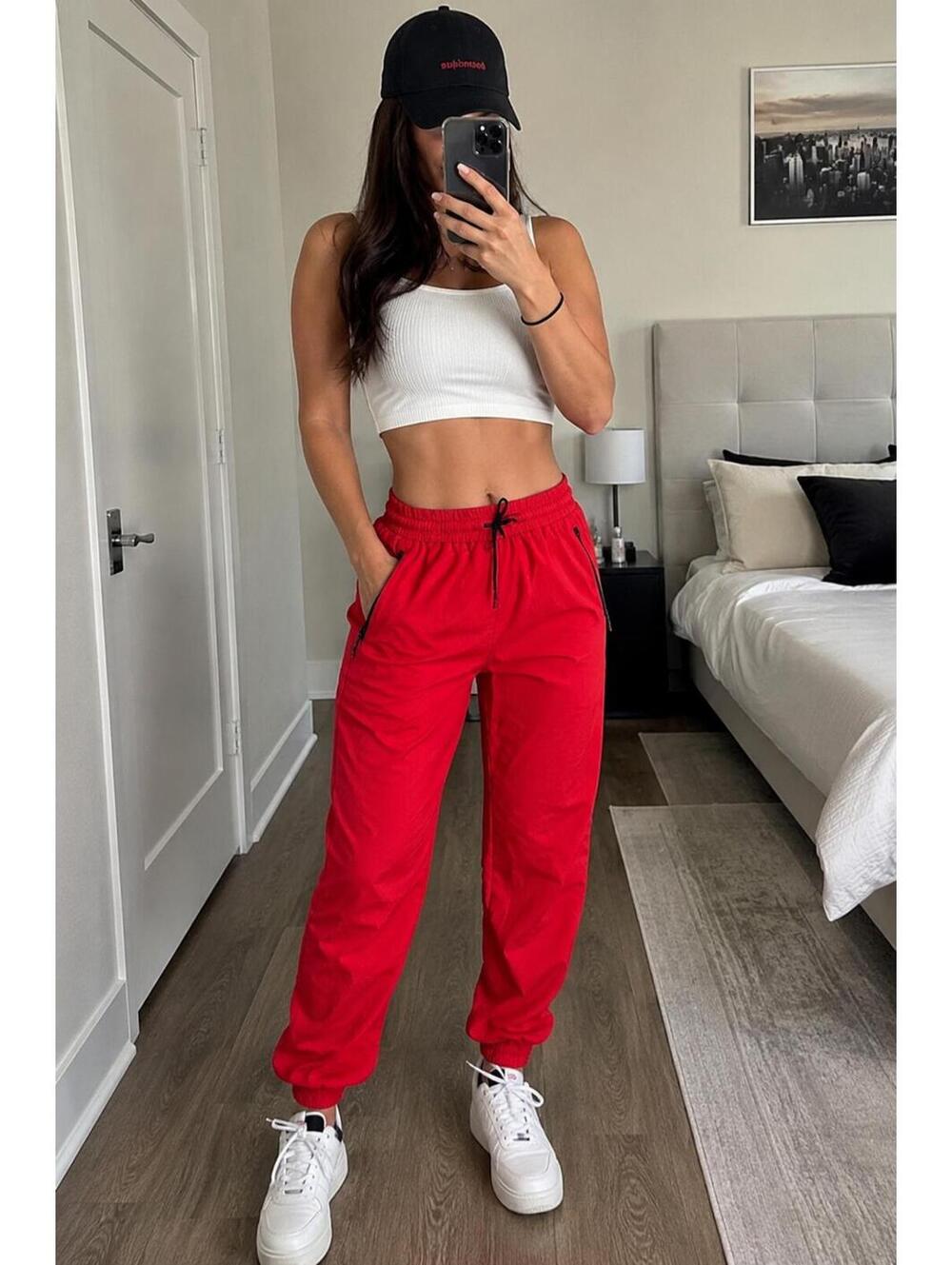 NWT MSGM Milano Red Jogger Pants Italian Designer Track Pants sz 42